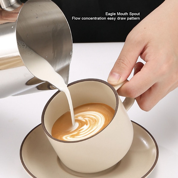 Professionellt Baristaverktyg, Mjölkskumningskanna med droppfri pip, säkerställer jämn och precis hällning för Latte Art-skapelser