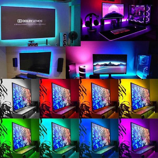 Flerfärgad RGB LED-strip för heminredning, flexibla ljusslingor 30M klippbar ljusslinga med 24 knappar USB-fjärrkontroll, idealisk för sovrum