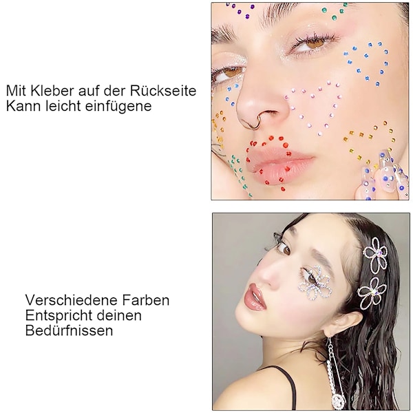 Hoiny glitterstenar självhäftande, 1782 bitar strass självhäftande akryl Färgglada självhäftande ädelstenar Olika former Kristall ädelsten