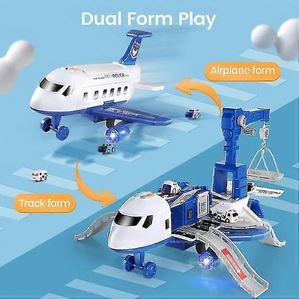 Bil- och flygplansleksak, transportflygplan med leksaksbilar, present för 3 4 5-åriga barn