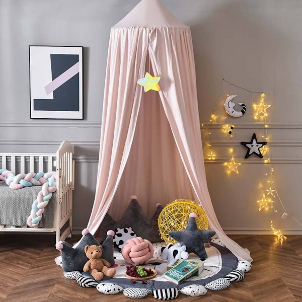 Sänghimmel för flickor, mjuk rosa prinsesshimmel för flickors säng,