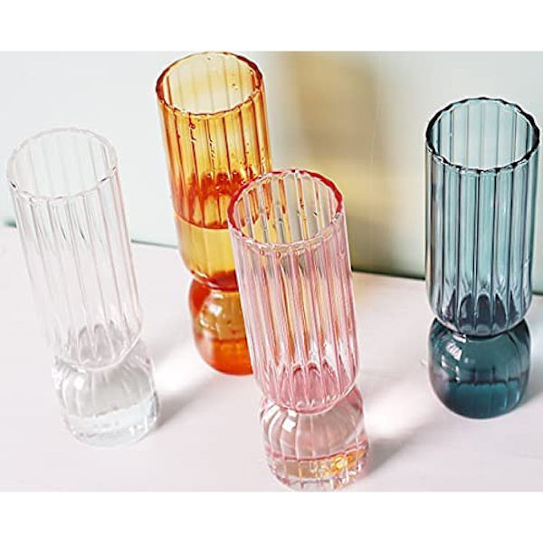 Dekorativa glasprydnader Färgad randig glasvas (orange)