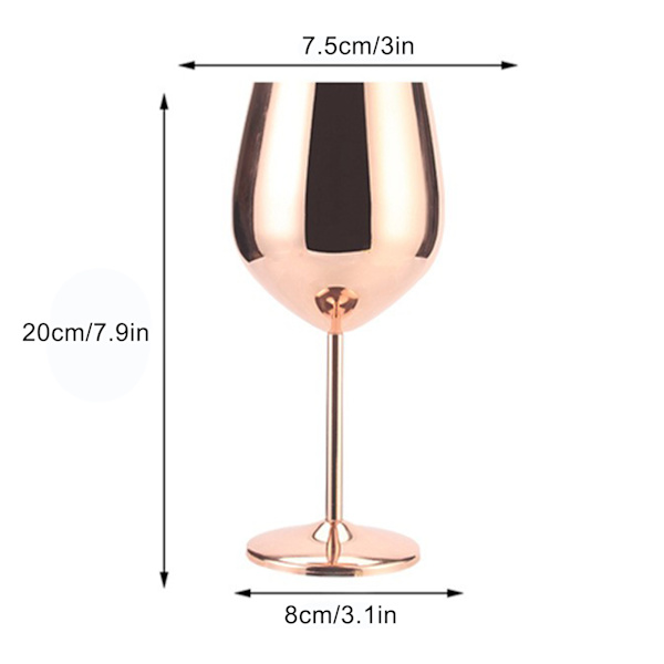 18oz Roséguldfärgade vinglas, 18oz okrossbara vinglas i stål, krossäkra metallvinglas för utomhusbruk, picknick, fest (ROSÉGULD)