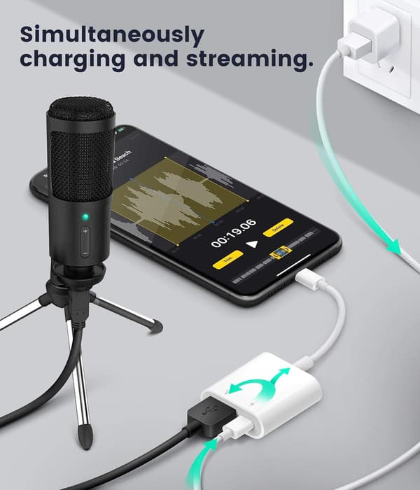 Adapter Data 2-i-1 OTG-adapterkabel. USB-adapter for iPhone/iPad, LᎥghtnᎥng til USB hun-OTG-adapter, USB3 til iPad-adapter med lading