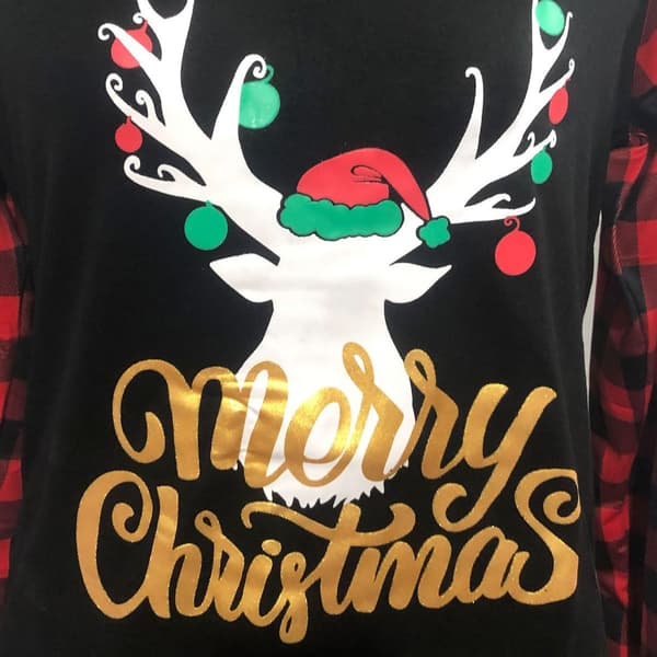 Julpyjamas för bebisar Sött hjorttryck Långärmad totempyjamas set