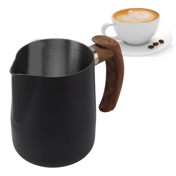 Professionell mjölkskumningskanna, espressokanna i rostfritt stål med bekvämt handtag för exakt hällning och skapande av lattekonst