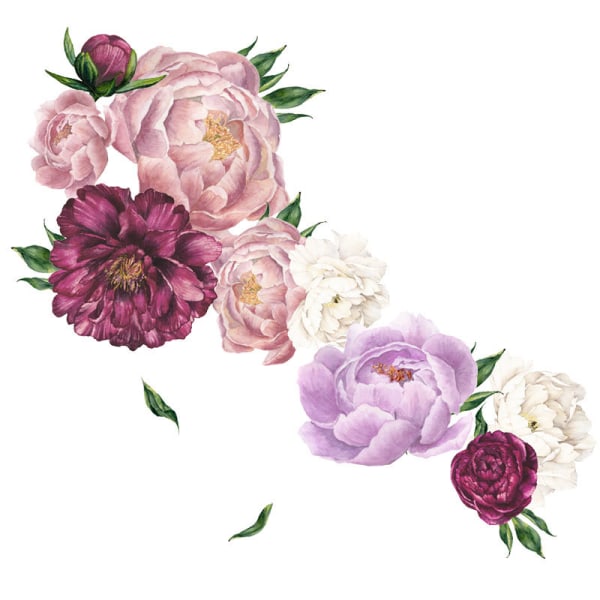 Blomsterveggdekor, Peonyblomsterveggklistremerker, Fargerik Peony