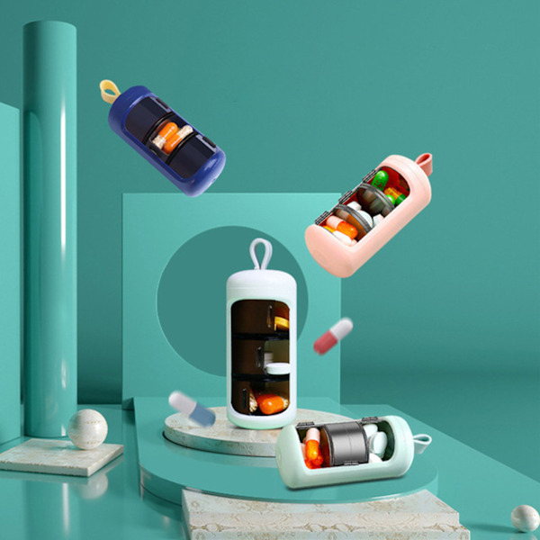 3-osainen Pill Organizer -säiliö tableteille, matkakäyttöön, pieni laatikko tableteille, lääkesäiliö, pillidispenseri