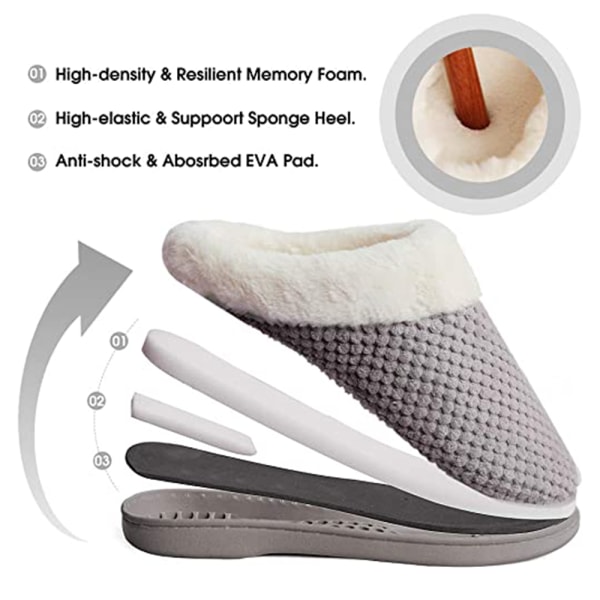 Mjuka minnesskum tofflor för kvinnor Komfort Varma Slip on Hou