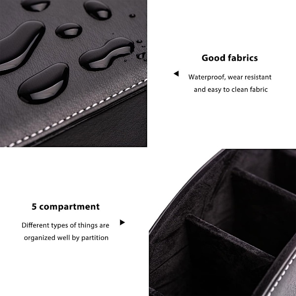 Fjärrkontrollhållare Organizer Box med 5 fack PU Läder Multifunktionell Kontorsbordsförvaring Caddy Store Tv Fjärrkontroll