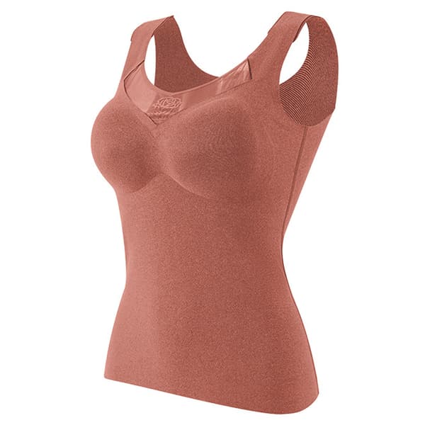 Termisk underställströja för dam, linne med inbyggd bh, baslager vintertröja, 2XL red