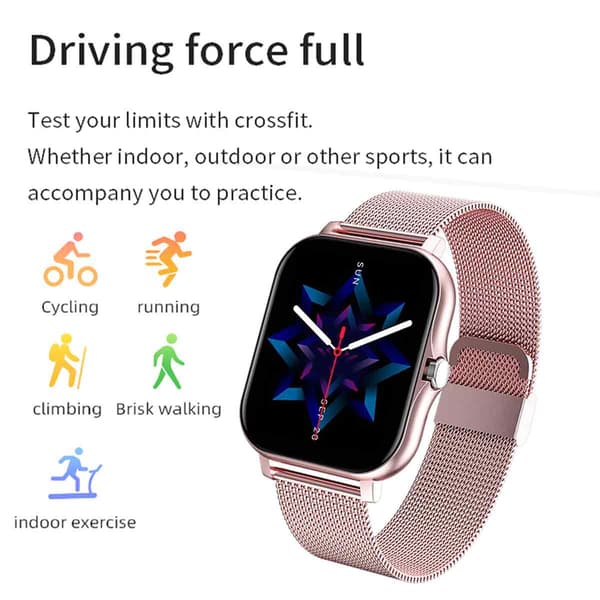 Sport Smartklocka Kan Ringa Och Ta Emot Samtal Mesh Armband Pink