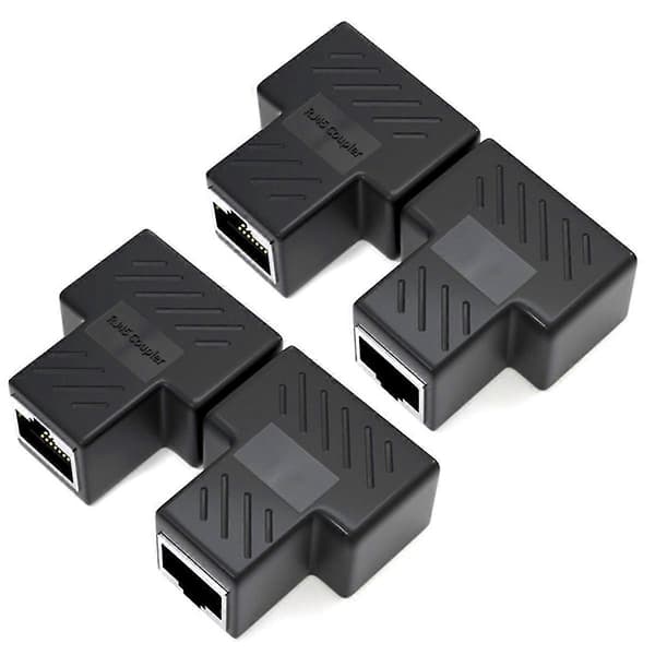 4 stk. Rj45 Ethernet Splitter Kobling 1 til 2 Splitter Adapter for Samtidig Internettilgang