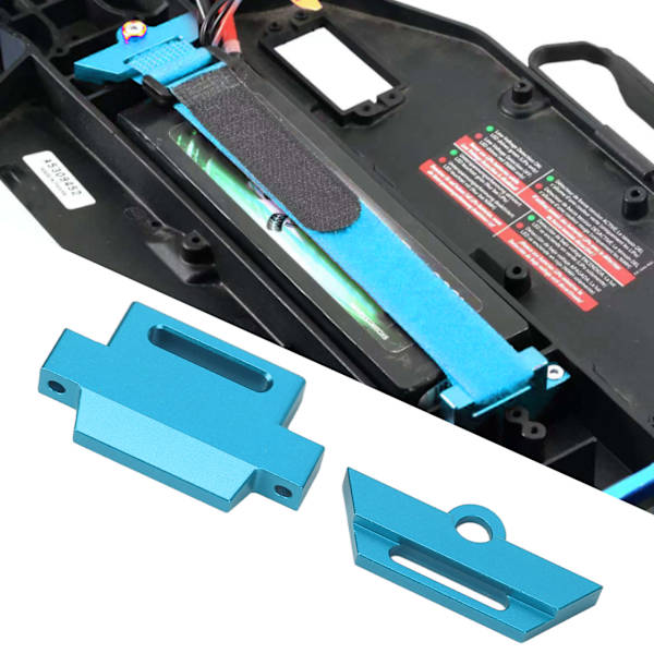 RC-bilbatteriplatta i aluminiumlegering, batterihållare med rem för Traxxas 1/10 Slash 2WD 5822 5822A chassi, blå
