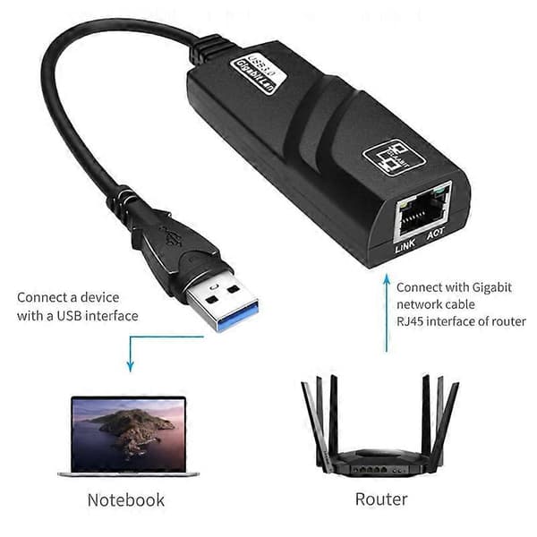 Ethernet-adapter højhastigheds Plug Play ABS USB 3.0 til RJ-45 1G Gigabit netværkskort til computer