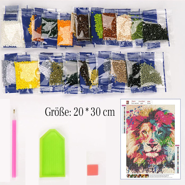 Konstnärligt uttryck frigjort: Graffiti Lejon Konstverk, Måla efter nummer-kit för vuxna nybörjare för stresslindring och heminredning, 40x50 cm