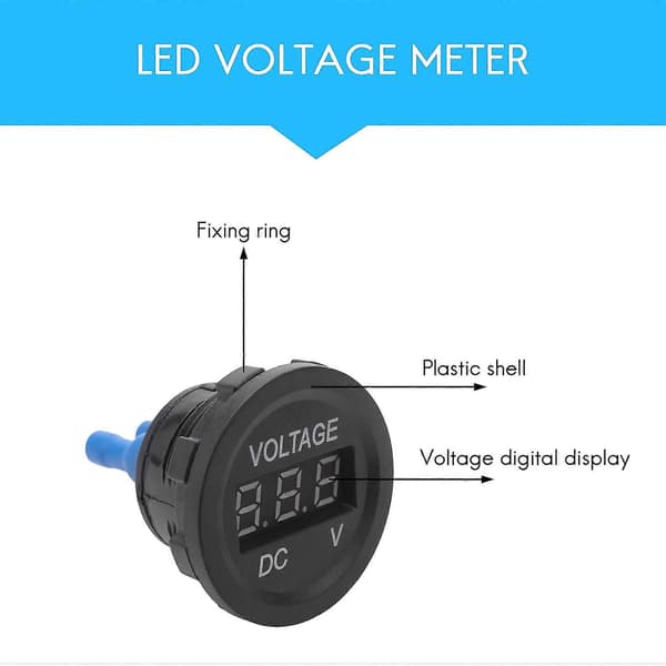 12v-24v Cycd Digital Display Voltmeter Volta Meter Rundt Panel (rød LED-display)