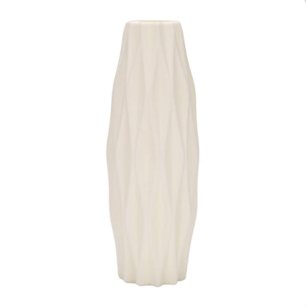 Blomvas dekoration hem plastvas vit imiterad keramik nordisk dekorationsvas (vit)