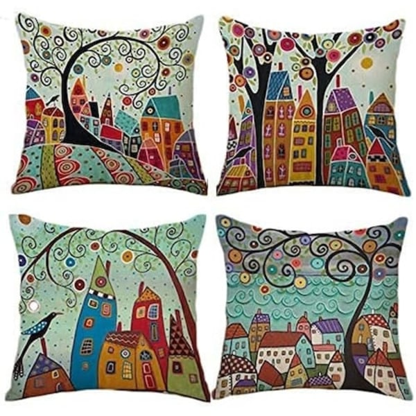 Set med 4 putetrekk, LONGZIMING, Bomull, 45x45cm, Flerfarget