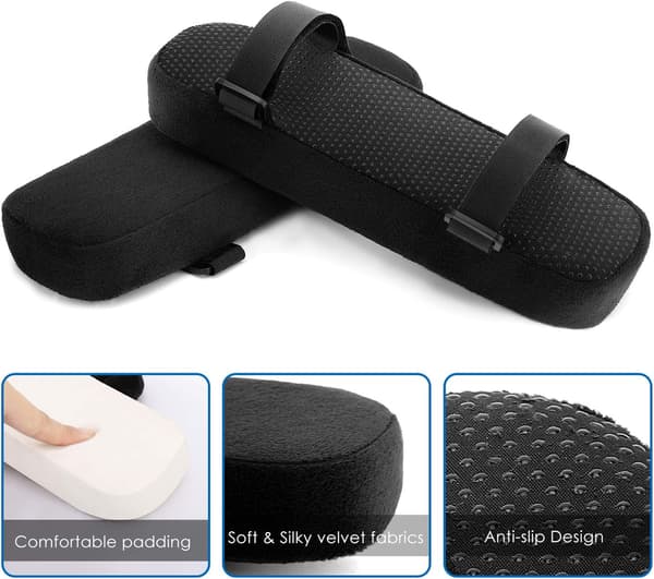 Stol Armstödsdynor, Högdensitets Memory Foam, Sammetspolyester, Passar De Flesta Stolar, Multifunktionellt Handledsstöd, Tryckavlastning, 2 ST