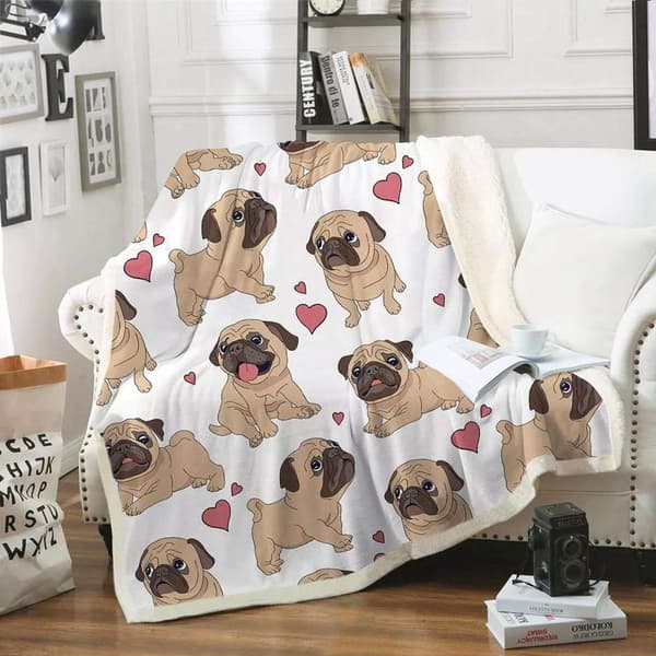 Mops koseteppe, varmt teppe, mykt og fluffy 100x75
