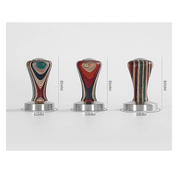 53mm Kaffetamper med trehåndtak, base i rustfritt stål, pulverpresse, solid hammer, kaffetilbehør Fo