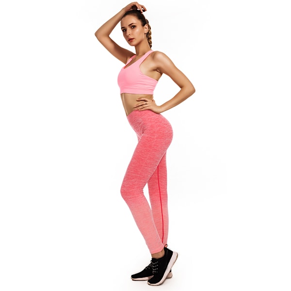 Andningsbara Sportbyxor Stretchiga Tights Leggings för Yoga Gym Fitness Träning (X/XL Röd)