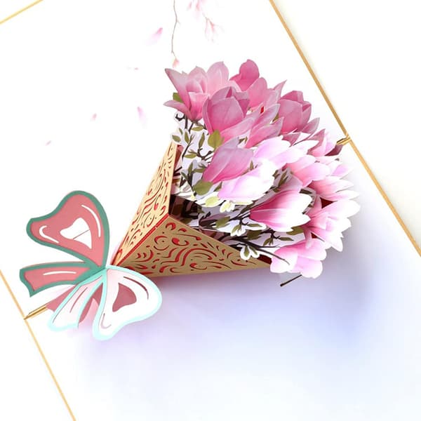 Blomster Pop Up-kort, 3D Bursdag Pop Up-kort, 3D Valentinsdag