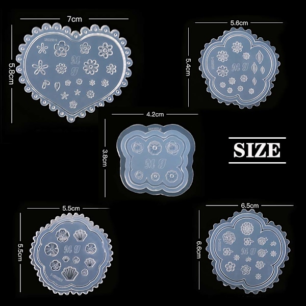 5 st blommor 3D silikonform nagelkonst snidning form för DIY nagelkonst dekorationer tillbehör nagelkonst mallar manikyrverktyg