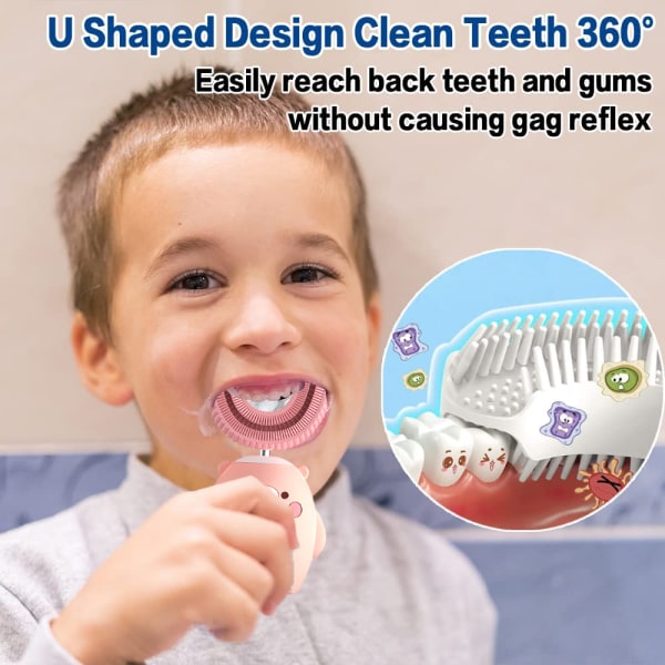 Kids U-formad elektrisk tandborste, sonic tandborste för barn, tecknad film