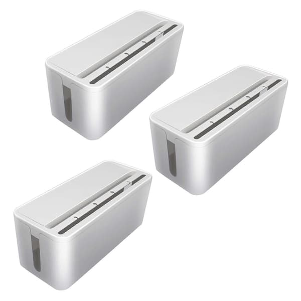 3x Kabelstyringsboks, ABS Kabel Organizer Ledningsskjulerboks, Computer Strømkabler, Før Kabler, Un