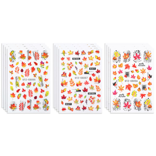 Høstneglestikker, Selvklebende Høstnegledekaler Lønnblad Neglekunstdesign til Thanksgiving, 12 Ark, 9.5*6.3cm