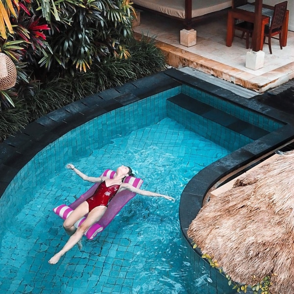 Luftmadrass Uppblåsbar Vattenhängmatta Pool Lounge Hängmatta