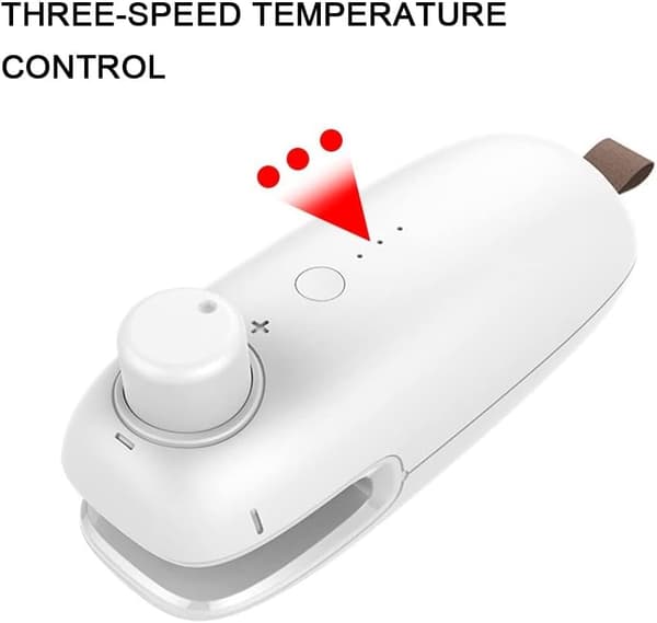 1st Vit Mini Förseglare, USB Uppladdningsbar Termisk Vakuumförseglare 2 i 1
