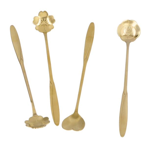 Elegant Skedset för Par för Hemkaféer, Rostfritt Stål Utsökt Lång Sked Säker att Använda med Släta Kanter, Böjs Inte eller Roostar, Perfekt Gåva För