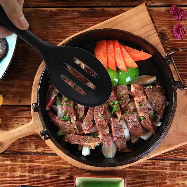 Gourmet's Delight Silikon Köksredskap, Flerfärgade Skedar, Non-stick Blandningsskedar För Matlagning Bakning Rörning, Ergonomiskt Utformade För
