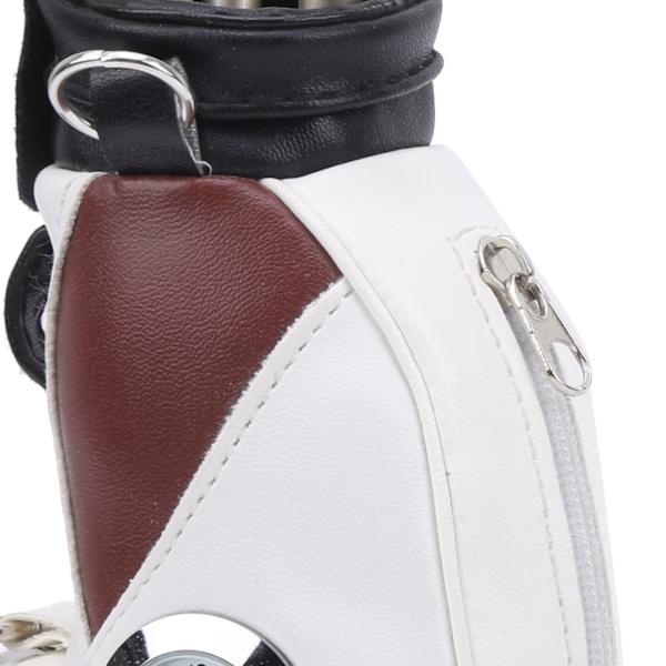 Skrivbordsset för golf med 3 kulspetspennor och miniväska i zinklegering, brun/vit