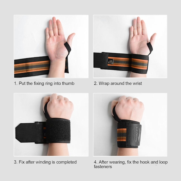 Wrist Wraps Vektløfting Profesjonell Treningsstudio Fitness Trening Wrist Support Braces Orange