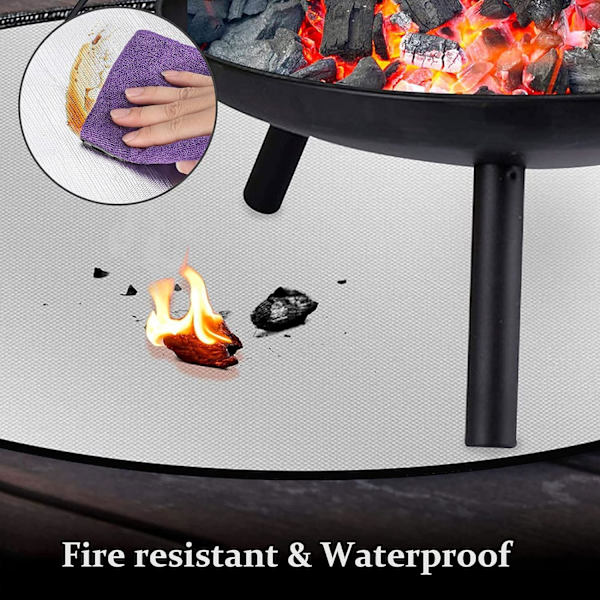 Brannsikringsmatte (75 cm) Brannhemmende Brannsikringsmatte Vanntett Høy Temperatur med 3 Lag for Ved Gass Kull Grill Utested Terrasse
