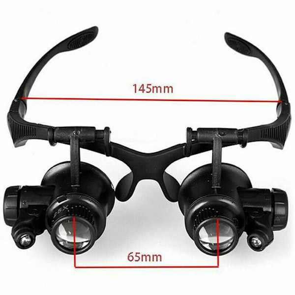 25X 8 Linsförstoringshuvudfäste Förstoringsglas Handsfree Förstoringsglas med Ljus