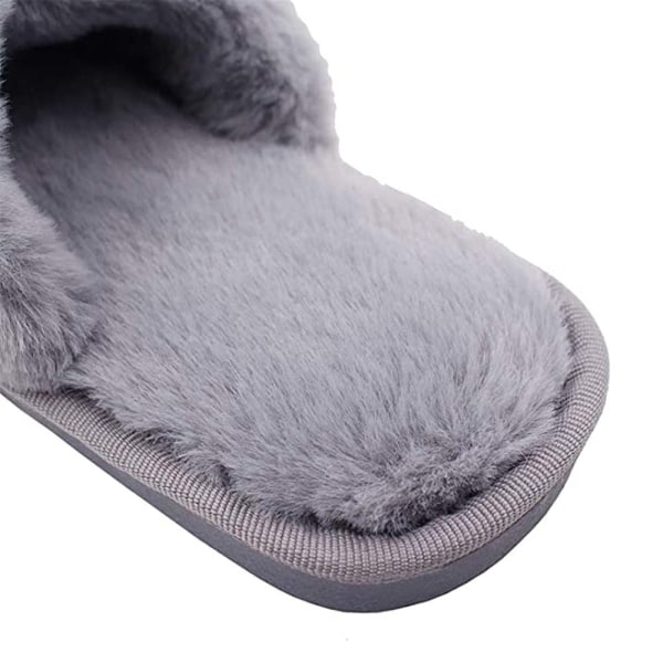 Tofflor för kvinnor, öppna tår luddiga fluffiga husslippers mysiga mig