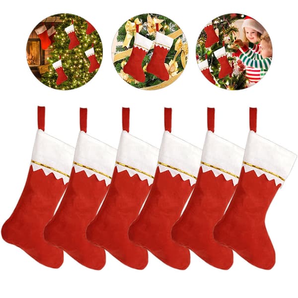 6-pakning julestrømper, store julestrømper for juledekorasjon