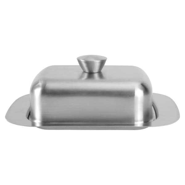 1 st smörfat i rostfritt stål Enkel tallrik för nötfett (silver)