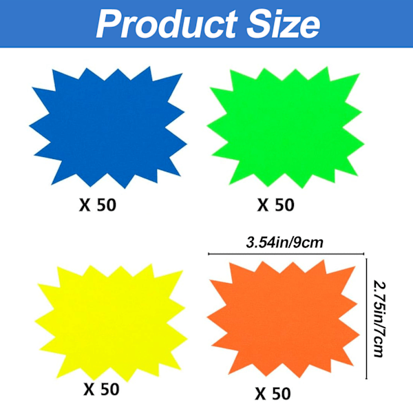 200 eksplosive fluorescerende prismærker - fire farver