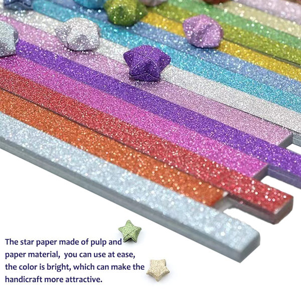 Origami-stjärnor Papperspaket DIY-papper, 360/520 ark, flerfärgad glitterorigami för barns konst- och hantverksprojekt