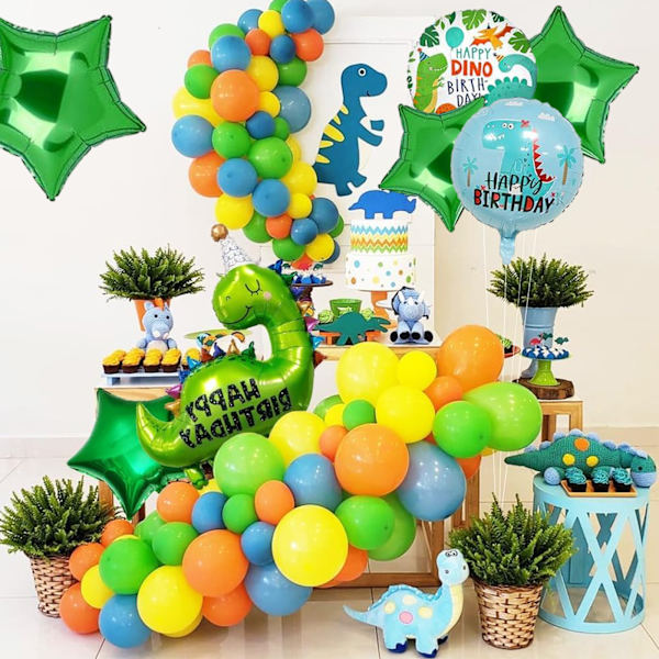 7-delt dinosaur stjerne fødselsdag ballon sæt