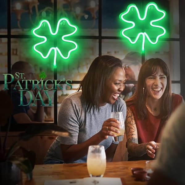 Irsk Firekløver Lysende St. Patricks Dag 1 stk Neon Skilt