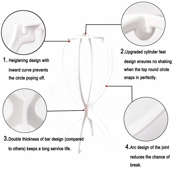 2st perukställ, håller peruken på plats, vit