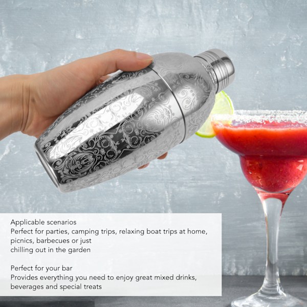 Cocktail Shaker Amerikansk Stil 304 Rustfrit Stål Cocktail Bartending Mixer Shaker til Bar Tilbehør Ætsning