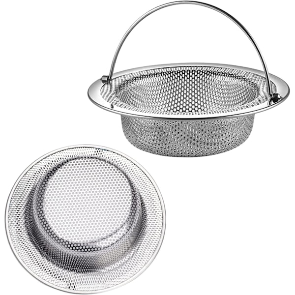 Diskho Sil för Kök, Smidig Dränering Matpartikelfilter med Bred Kant, Rostfritt Stål Tål Diskmaskin Dubbelskiktsdesign för Enkel Borttagning